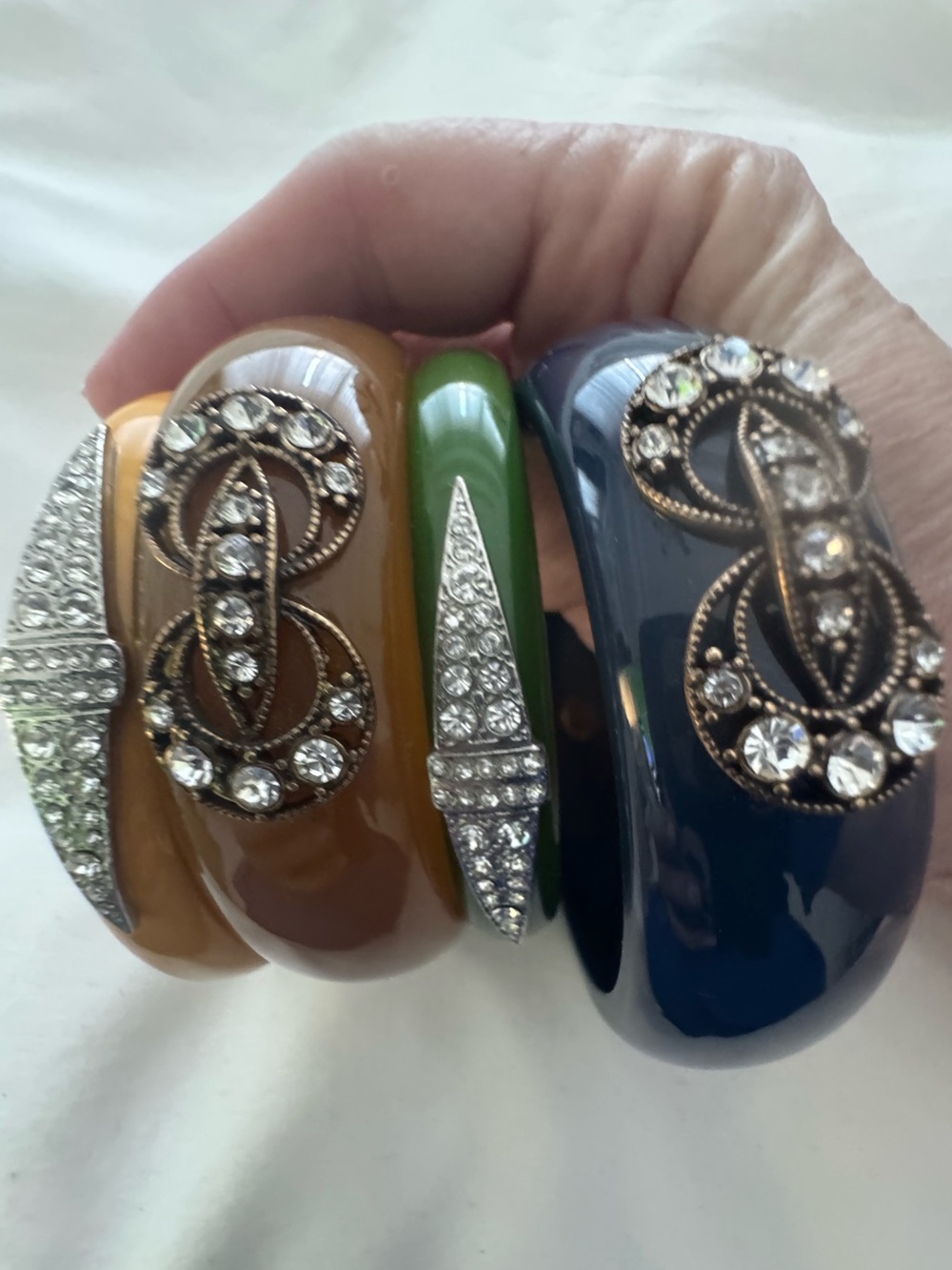 J. Crew Resin Stackable Bangles in Blue, Green, Brown, Yellow, Cream, Black